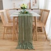 CHUQING Cheesecloth Table Runner Sage Green 27 x 118 Inch