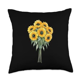 Bee Friendly Honey & Sunflower Seed Nature Love Vibrant Yellow Watercolor Sunflowers Nature Art Throw Pillow, 18x18, Multicolor