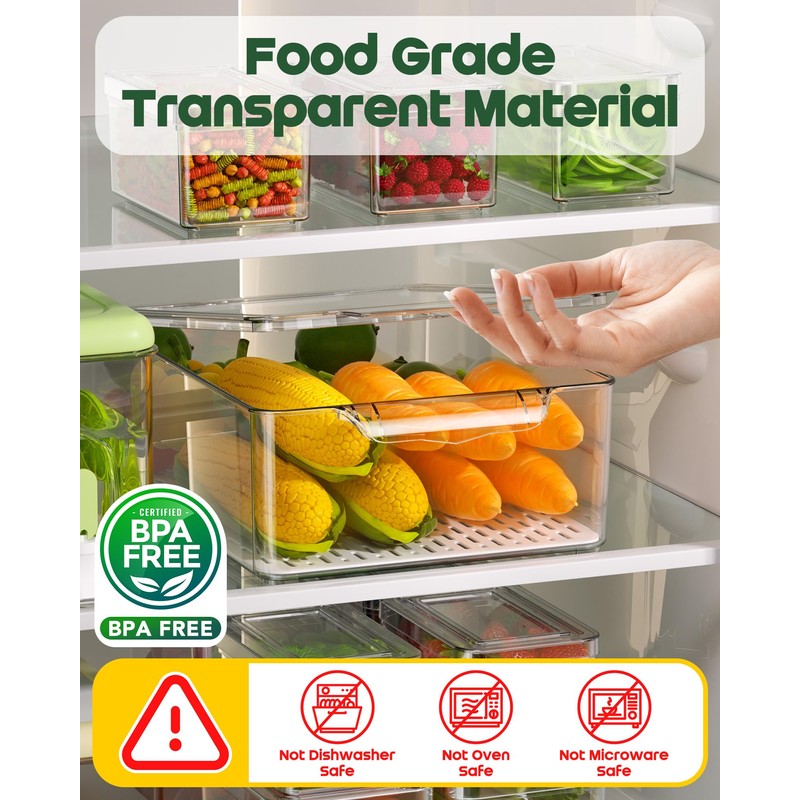 KEMETHY 11 Pack Refrigerator Organizers and Storage, Stackable Fridge Organizer