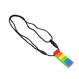 Collar Mordedor de Silicona, Collar Mordedor de Alta Resistencia a la Tracción Resistente a Altas Temperaturas, de Moda para Autismo (Mordedor de bloques de construcción arcoíris