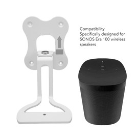 Speaker Wall Mount Bracket, Rotatable Stable Thicken Metal Space Saving Speaker Accessory for SONOS Era 100(Black and White) (White)
