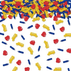 100pcs Back to School Confetti, Blue&Gold Glitter First Day of School Table Confetti for Kids, Pag Pencil Paper Scatters, Teacher's Day/Baby Shower Celebration Party Table Decoration