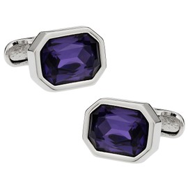Cuff-Daddy Amethyst Purple Crystal Cufflinks with Travel Presentation Box - Perfect Cufflinks for Men and Wedding