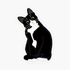 DH Jewelry Tuxedo Cat Transparent StickerVinyl Waterproof Sticker Decal Car Laptop Wall Window Bumper Sticker 3''