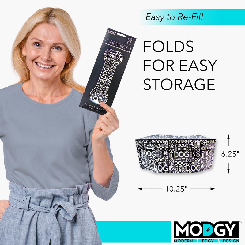 MODGY Collapsible Dog Food Bowl Dish, Reusable, Plastic Travel Size,