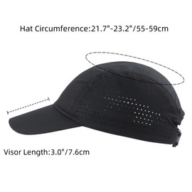 Connectyle Men's Breathable Run Hat Quick Dry Reflective Sport Cap Adjustable Lightweight Baseball Hat Unstructured Design, Black, One Size