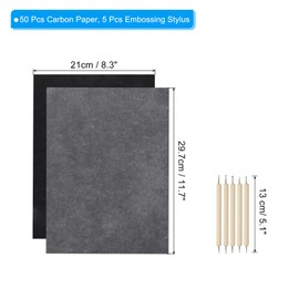 PATIKIL Carbon Paper Set, 50 Sheet A4 Graphite Transfer Tracing Copy Paper with Embossing Stylus for Drawing Writing on Wooden Canvas 8.3" x 11.7" Black