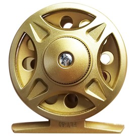 FANGBLUE Fly Fishing Reel ABS 2.4inch(6cm) Mini Fly Wheel for Trout Pike Lightweight Interchangeable Winter Fishing Wheel for Freshwater Saltwater (Golden)