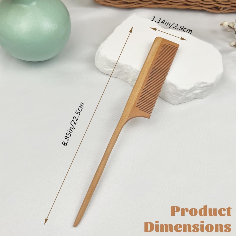 Rat Tail Wooden Comb for Daily Grooming and Styling, Unisex
