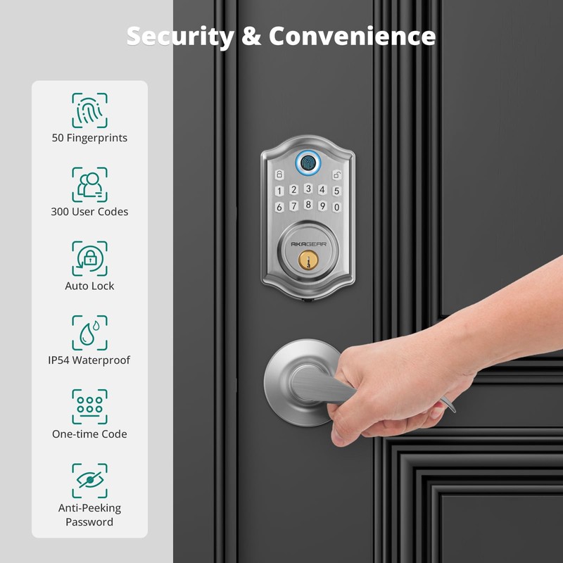 AkaGear DS10 Keyless Entry Door Lock with Handle - 2