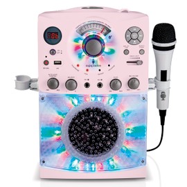 Singing Machine SML385UP Bluetooth Karaoke System with LED Disco Lights, CD+G, USB, and Microphone, Rose Gold/Frosted Pink []