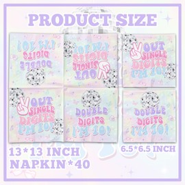 10th Birthday Decorations for Girl Napkins, 40 Pcs Peace Out Single Digits Party Decor Napkins, Iridescent Peace Out Single Digits Napkins for Double Digits Birthday Girl 10th Birthday Decorations