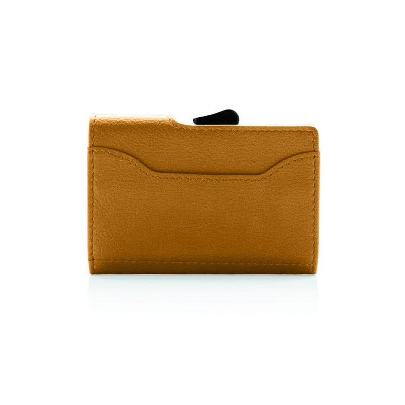 C-secure Card Holder in Mustard Brown Italian Leather RFID NFC