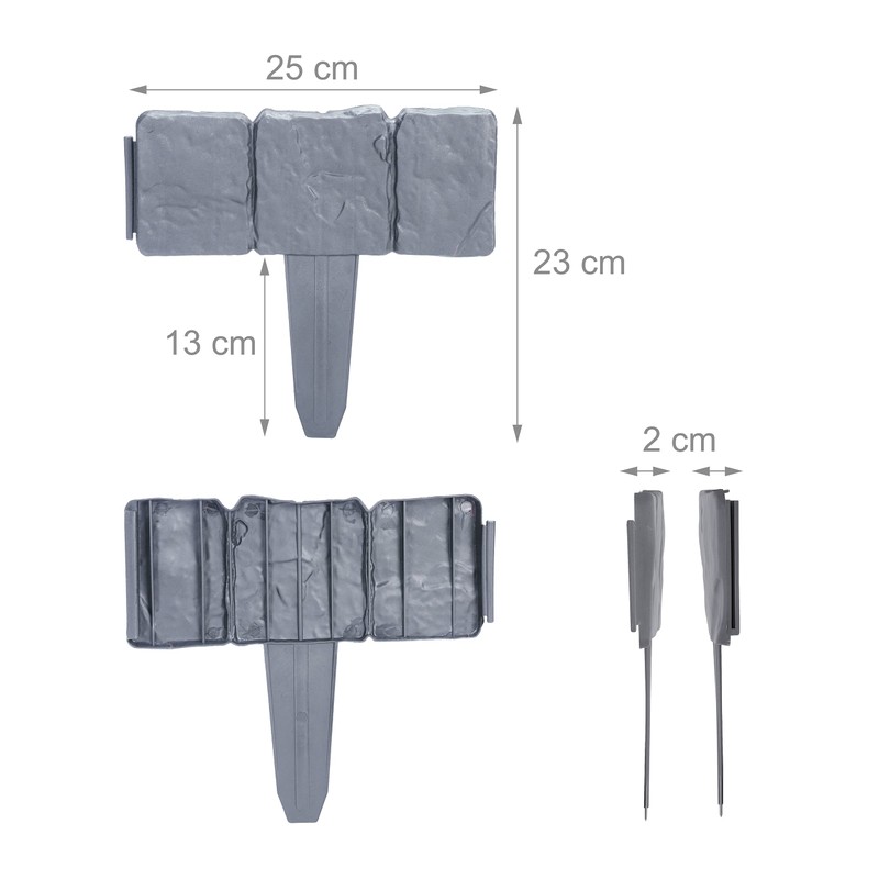 Relaxdays 10-Piece Border for Flower Beds, Stone Look, H x