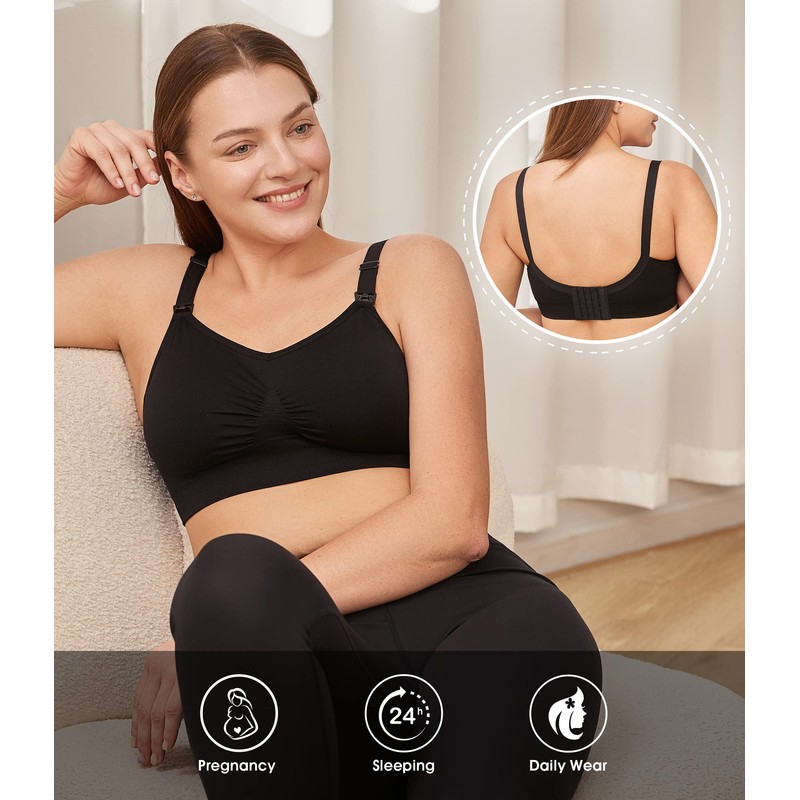 HOFISH Maternity Nursing Bras Seamless 3 Pack Sleep Bralette for