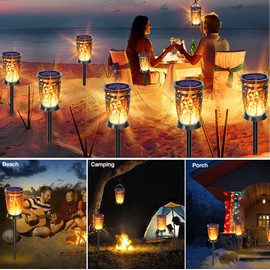 Sunenvoy Solar Lights Torch Upgraded Solar Lantern Flickering Flame Outdoor Hanging Lantern Decorative Lighting Solar Powered Waterproof LED Flame Umbrella Lights for Patio Garden Deck Yard