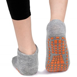GRPSKCOS Non Slip Kids Socks- 6 Pairs Trampoline Anti-Skid Socks Sticky Grips Indoor Breathable Socks for Boys Girls Kids (05 Black+Grey+Navy+Purple+Rose Red+Blue, 2-5 Years)