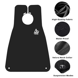 AZIVERSE Beard Bib Apron - Hair Catcher For Men Shaving & Trimming - Grooming Apron Bib with 4 Suction Cups - 1 Size Fits All - Beard comb (Black)