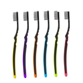 COLLBATH Bamboo Toothbrushes (6/pack) Abs Non-slip Handle Soft Bristles for Home Travel Use Random Color