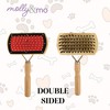 Double-Sided Dog 7 Inch Grooming Brush with Wood Handle, 2-In-1