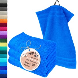 Lashuma Cotton Hand Towel Set 30 x 50 cm, London Set of 4 Guest Towels Caribbean Blue, Soft Towels for Face, Children and Guests