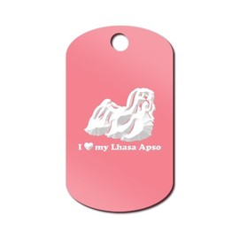 Mister Petlife I Love My Lhasa Apso Engraved Keychain/GI Tag Pink