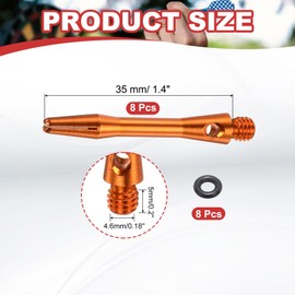 PATIKIL Aluminum Dart Shafts 35mm, 8 Pack 2BA Thread Dart Stems Replacement Accessories with Rubber Rings for Steel Tip, Orange