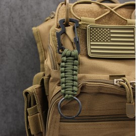 Generic Paracord Survival Keychain - Carabiner, Keyring, and Bottle Opener - Outdoors, Emergency, Camping, & Hiking Accessory (OD Green), Small (EDC Carry)