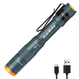 EverBrite Mini Pen Light, Rechargeable Pocket Pen Flashlight with USB C Cable, 4 Light Modes, 300 Lumens Small Flashlight with Clip for Inspection, Repair, Outdoors, Emergency, Blue