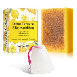 Zitrone Kurkuma Kojic Säure Seife, Natürliche Haut Schönheit Seife Bar, 100G Palm Oi Bar Seife 一 Entfernen Akne Mitesser, Glatte Haut, Sanfte Seife Für Gesicht Und Körper Feuchtigkeitsspendend