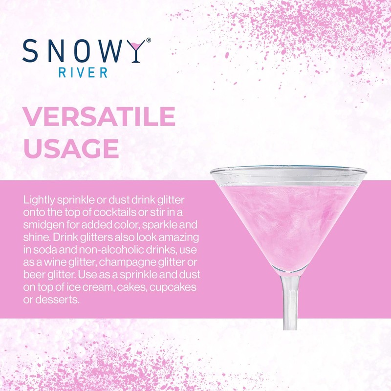 Snowy River Edible Cocktail Glitter -All Natural Edible Beverage Glitter
