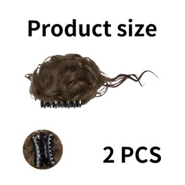 Pack of 2 Ponytail Extensions, Ponytail Extension Bun Hairpiece with Clip, Curly Wavy Synthetic Hairpiece for Women, Braid Extensions, Real Hair Extensions for Women (Light Brown)