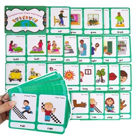 Richardy Irregular Verbs/Plural Nouns/Degrees of Comparison/Verb Tense 4 Themes Flashcards Building Vocabulary Pocket Cards Educational Learning Toys Pre-Kindergarten Classroom Supplies