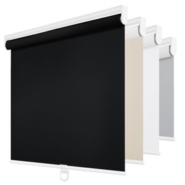 ChrisDowa Cordless Blackout Roller Shades for Windows, Thermal Insulated UV Protection Pull Down Shades, Total Blackout Window Blinds for Home, Office, Bedroom, Door (31" W x 72" H, Black)