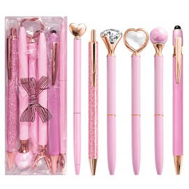 YOXMJDB Pink Pens for Women, 6 Pcs Cute Pens Ballpoint Pen Bulk, 1.0mm Medium Point Black Ink, Office and School Supplies Fancy Nice Pen Gifts for Girls Nurse Teacher (Pink)