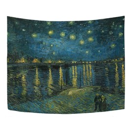 WIHVE Tapestry Van Gogh Starry Night Over The Rhone Wall Hanging Art Home Decor Polyester Tapestry for Living Room Bedroom Bathroom Kitchen Dorm 60 x 40 Inches