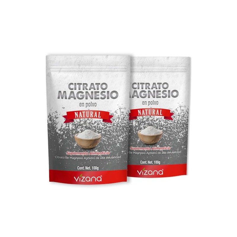 VIZANA NUTRITION Citrato de Magnesio en Polvo (Trimagnesio Anhidro) (Pack-2