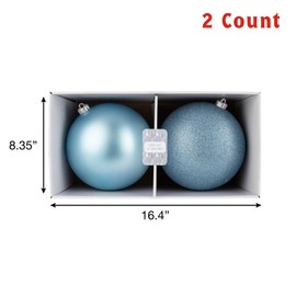 Every Day is Christmas 2ct 20cm/7.9" Christmas Ornaments, Shatterproof Christmas Tree Ornaments Set, Christmas Balls Decoration (Baby Blue)
