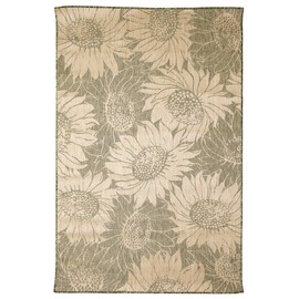 Liora Manne Carmel Indoor/Outdoor Power Loomed Synthetic Blend Low Profile Area Rug - Transitional Botanical Floral Decorative (Sunflower Field Green) (7'10" x 9'10")