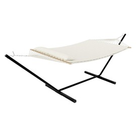 GarveeLife Instant-Setup 2-Person Hammock with Reinforced Steel Frame – Portable Outdoor Lounger for Garden, Camping & Beach (450lb Capacity + Quick-Fold Carry Bag),White