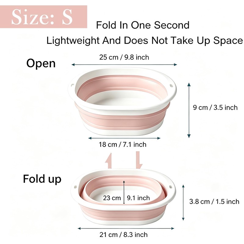 chongning Collapsible Washing Up Bowl, Portable Wash Basin, Pink Small