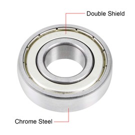 sourcing map 6204ZZ Deep Groove Ball Bearing Sealed Chrome Steel Bearing 20 mm x 47 mm x 14 mm