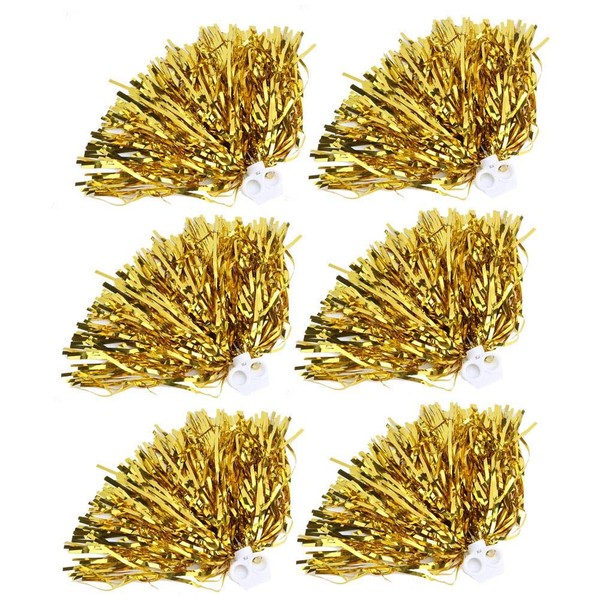 VGEBY1 6 Pack 7 Colors Cheerleader Pom Pom Cheerleader Pom Cheerleading Cheerleader Pom Cheer Team Durable Ultra Light Reusable Stage Performance Sports Dance Support (Gold)