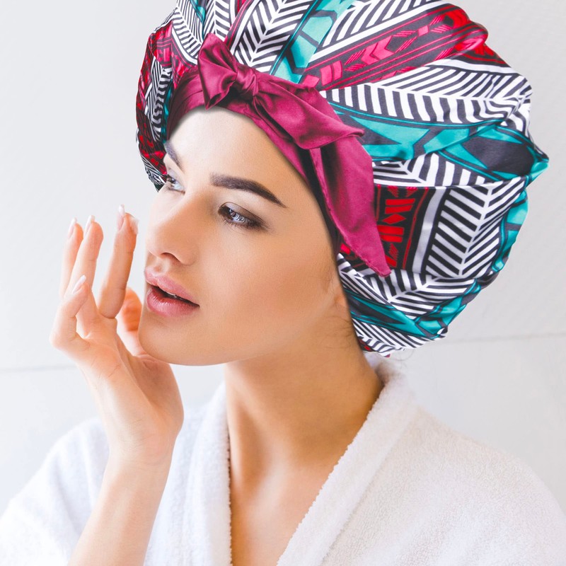 DONNA Large, Extra Large Adjustable Tie Satin Bonnet Sleep Cap