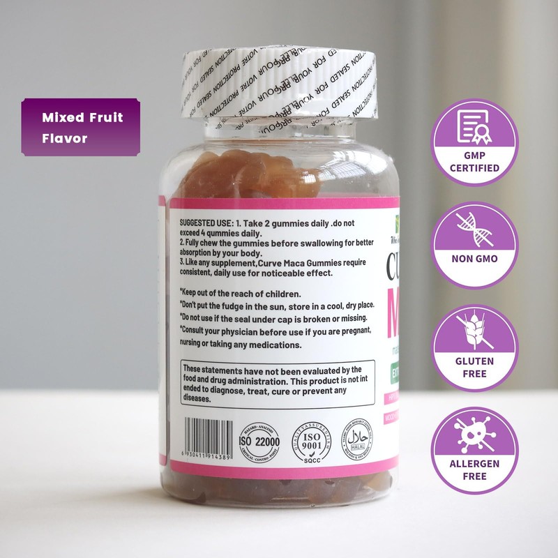 Wins Town Curve Maca Gummies, 3000mg Vitality Supplement for Women,