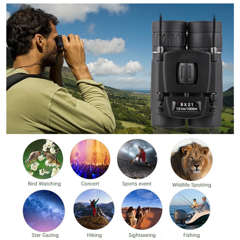 Lightweight Mini Binoculars Foldable Pocket Binoculars for Adults Kids Bird