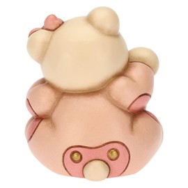 THUN - Teddy with Baby Cot for Her - Party Favours, Guest Gifts, Christening - Hand-Painted Ceramic - 6 x 5 x 6.7 cm H