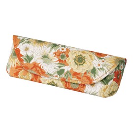 Pearl Eyeglass Case, Eyeglass Case, Semi-Hard Case, Magnetic, Unisex, Flower Pattern, Round Shape, Noble Flower, Orange, OR, Mother's Day, Father's Day, Gift, Present