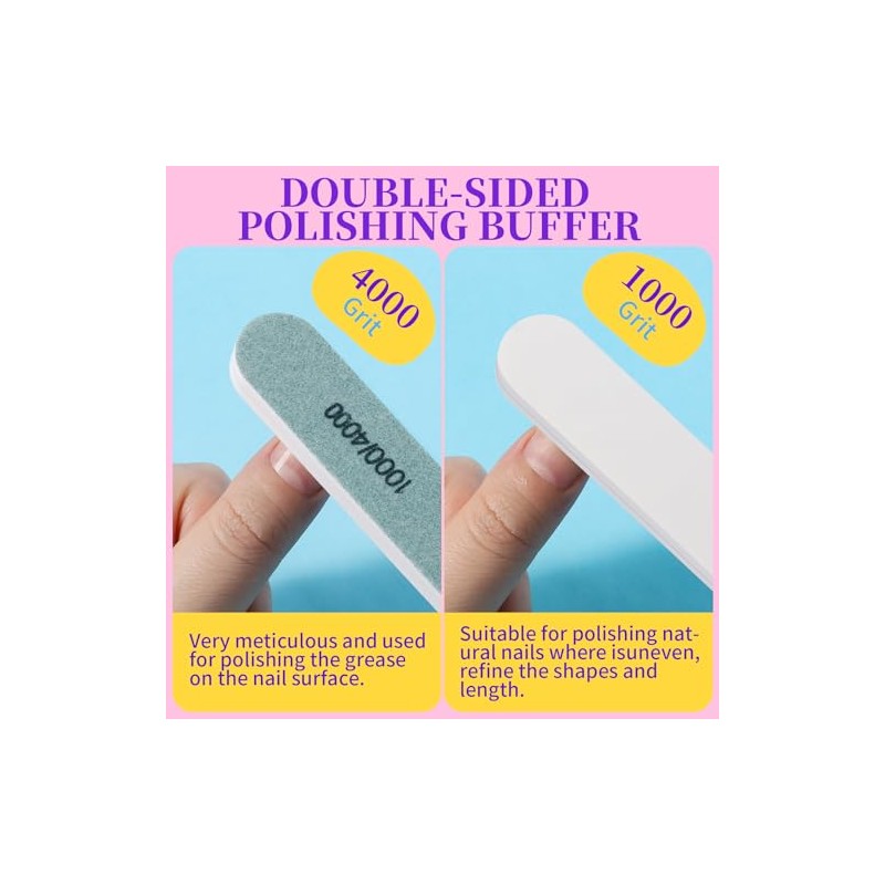 Fandamei Bloque Pulidor De Uñas, 10 Piezas Con Diferentes Granos,