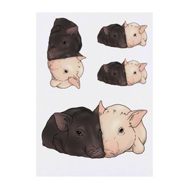 Azeeda 4 x 'Kuschelschweine' Temporäre Tattoos - Wasserfest, Hautfreundlich & Ungiftig · Transfers in Verschiedenen Größen (TO00072070)
